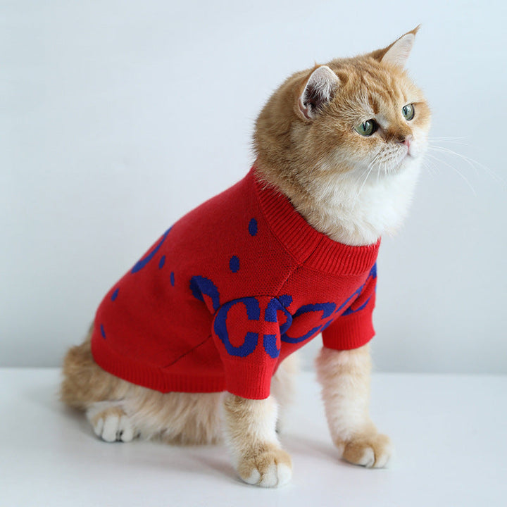 Keep Your Pet Cozy with the Pet Sweater Autumn and Winter Thickening Red