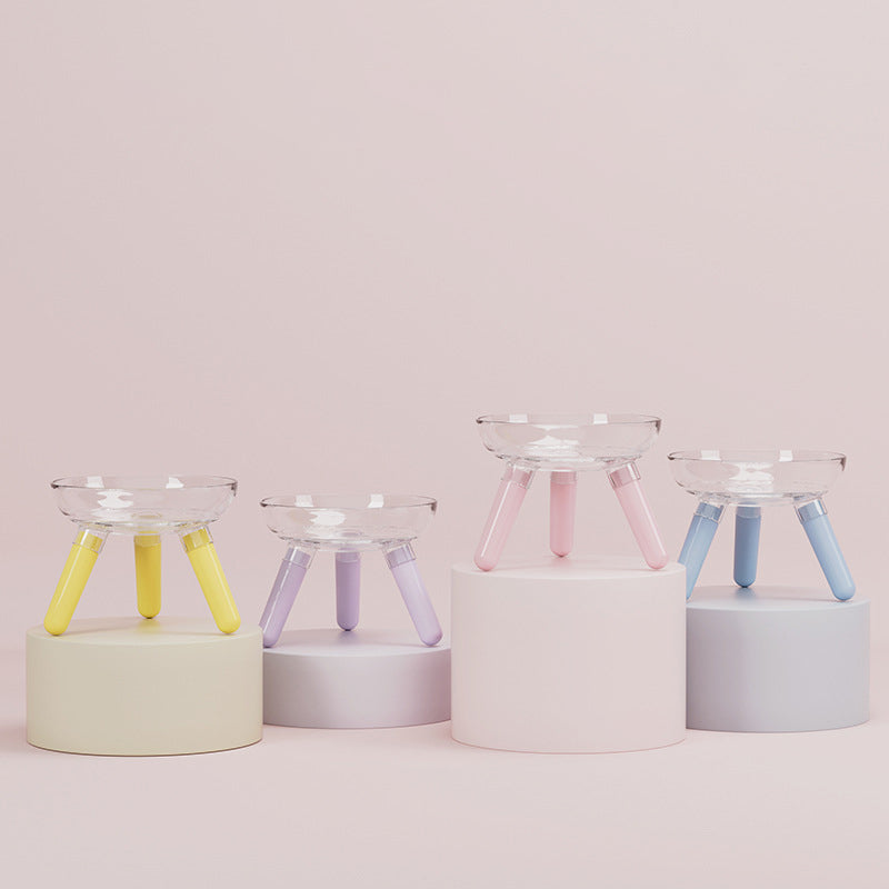 Pet Feeding And Drinking Anti Knock Transparent Glass Bowl