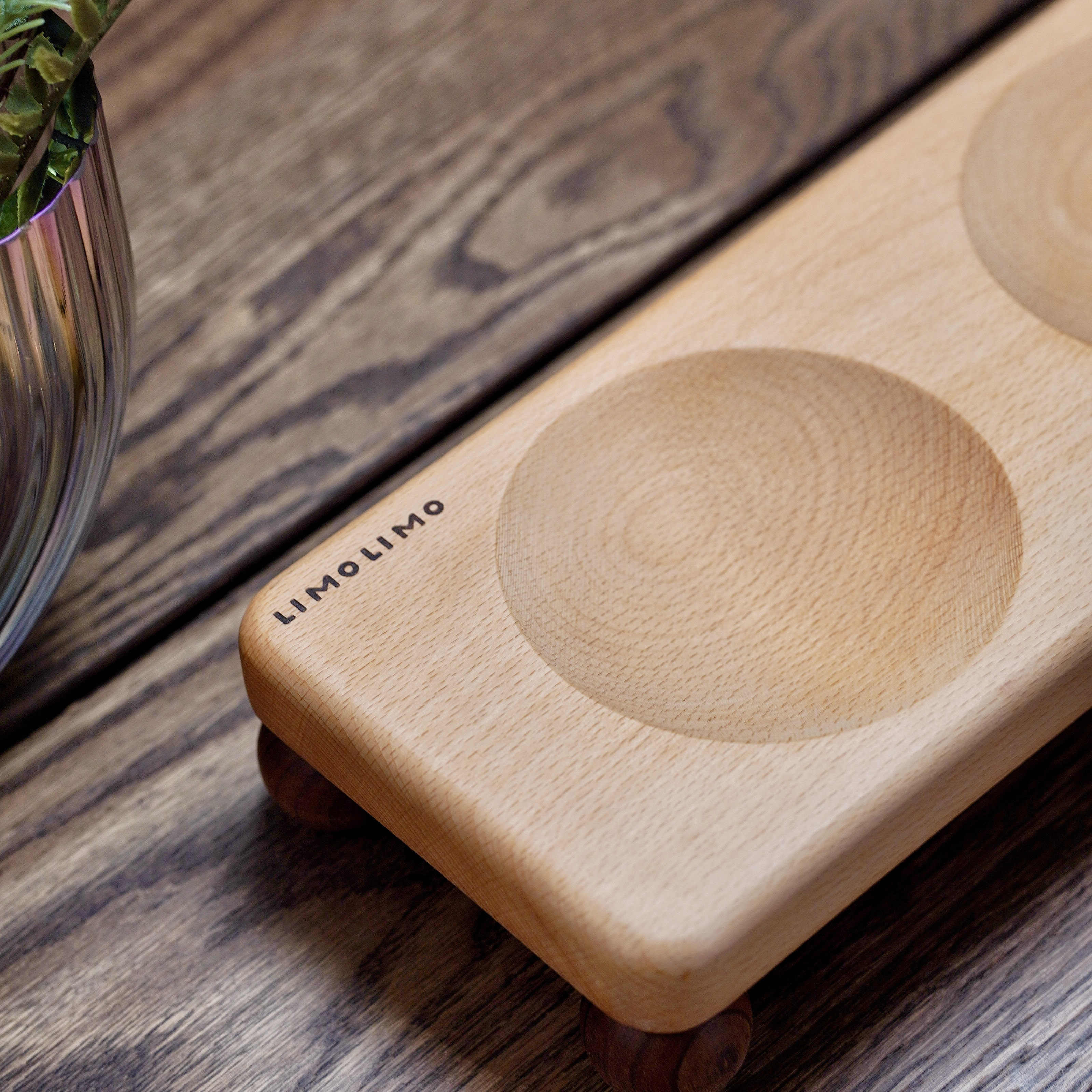 Pet Solid Wood Ceramic Feeding Bowl