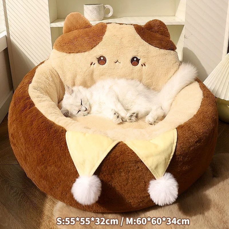 Pet Round Soft Winter Warm Deep Sleep Cushion Bed