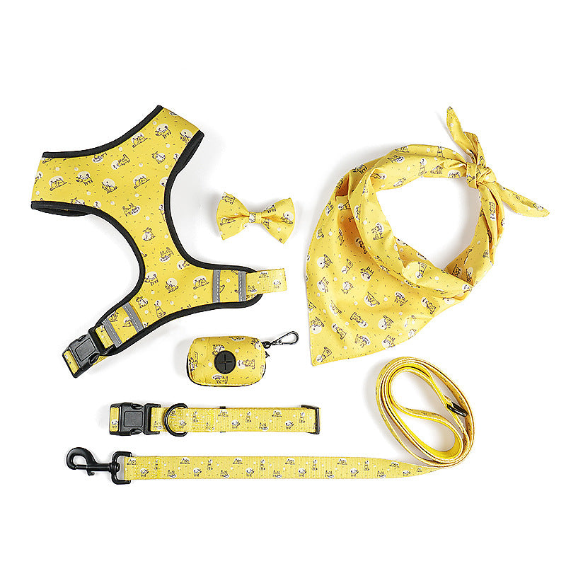 Pet Bow Design Adjustable Walking Harness And Leash