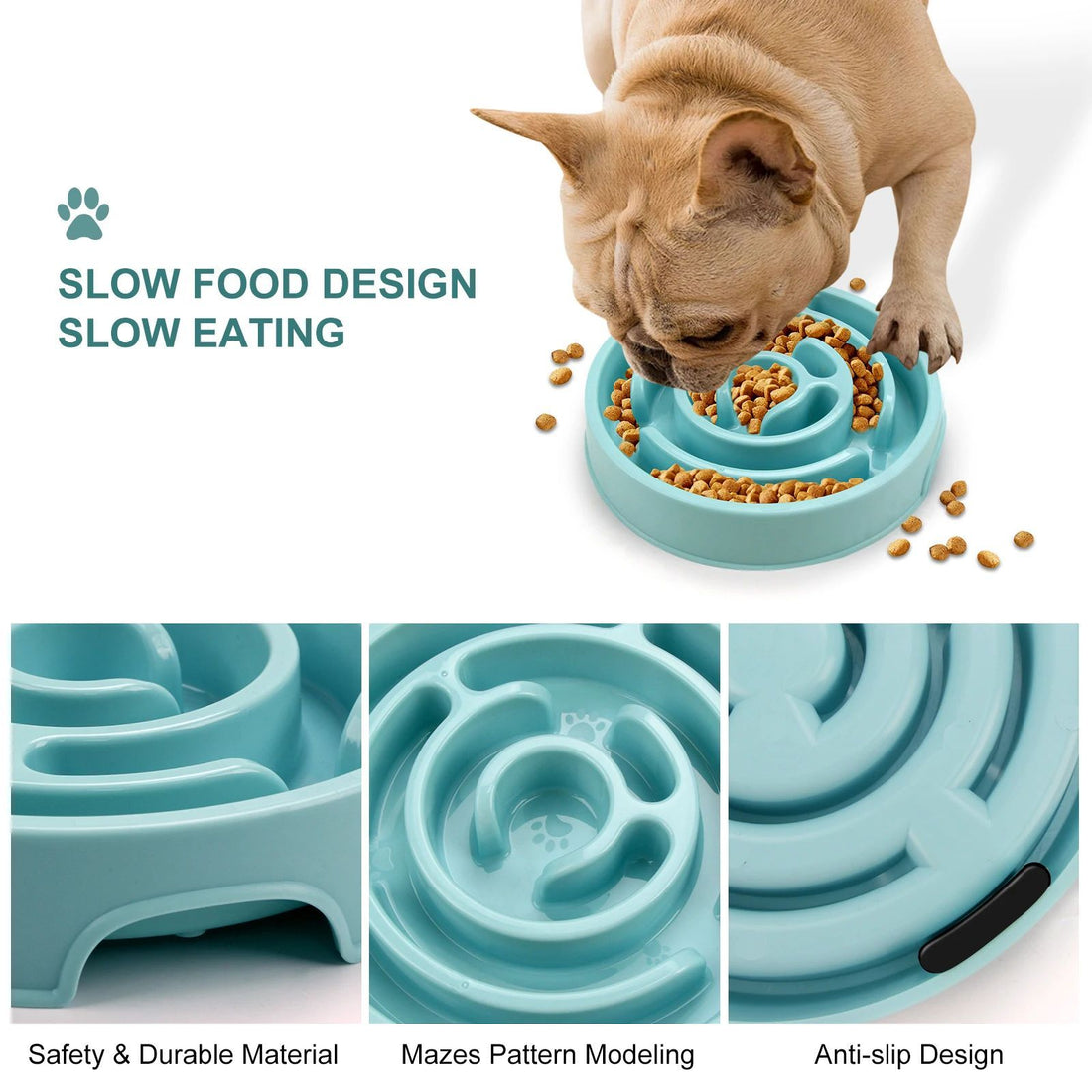 Pet Slow Feeder Anti Gulping Non Slip Feeding Bowl