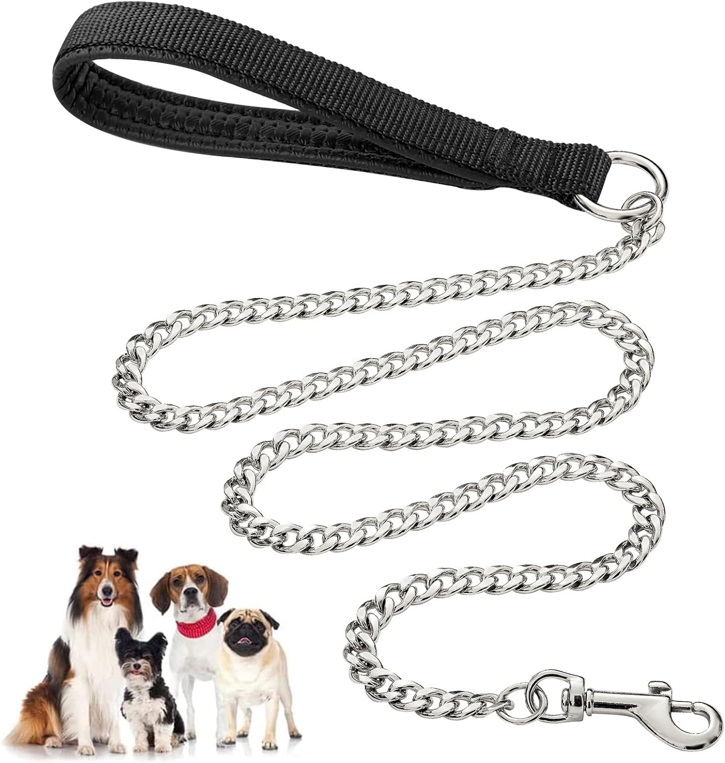 Pet Heavy Duty Metal Chew Proof Chain Leash With Padded Handle