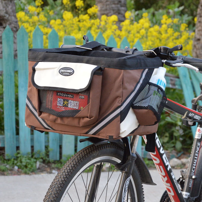 Pet Bicycle Carrier Front Removable Handlebar Basket Bag