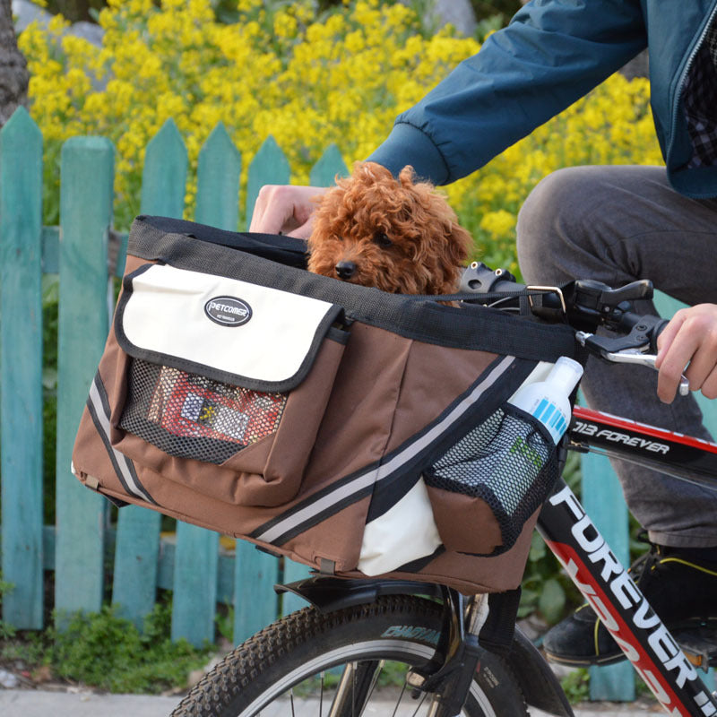 Pet Bicycle Carrier Front Removable Handlebar Basket Bag