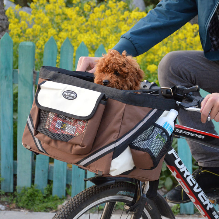 Pet Bicycle Carrier Front Removable Handlebar Basket Bag