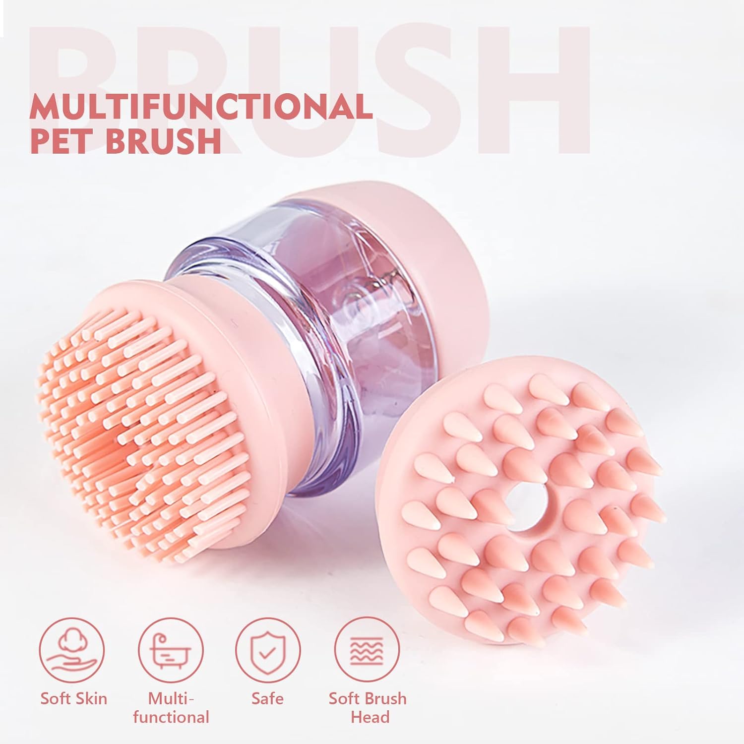 Pet Silicone Bath Brush Shampoo Dispenser Grooming Tool
