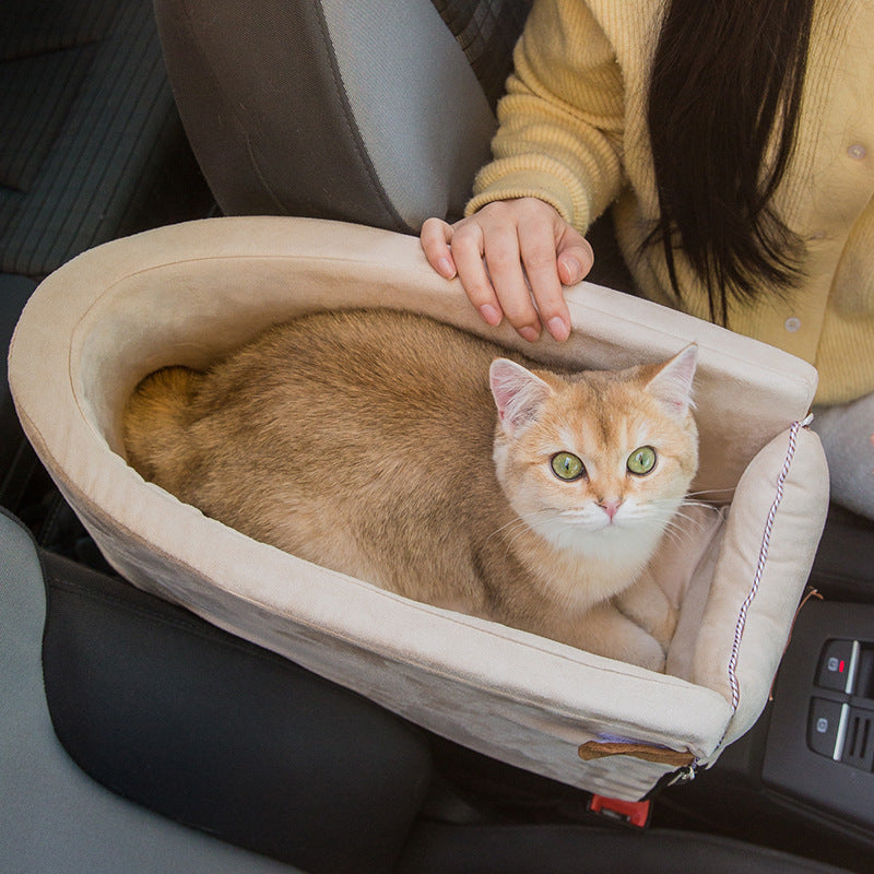 Pet Car Seat Bed Travel Center Console Carrier Transport Bag