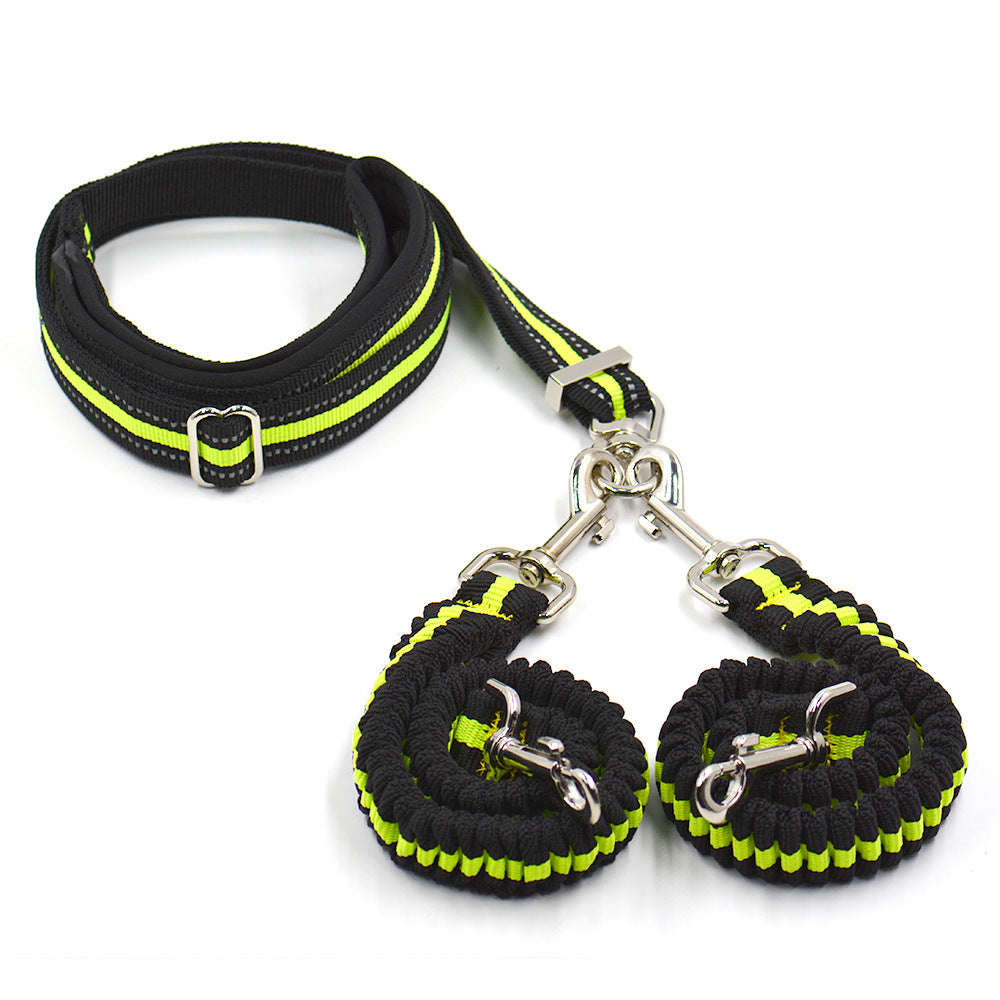 Pet Adjustable Double Head Nylon Leash For Two Pets