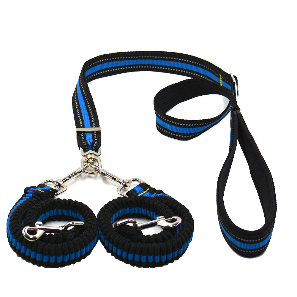 Pet Adjustable Double Head Nylon Leash For Two Pets