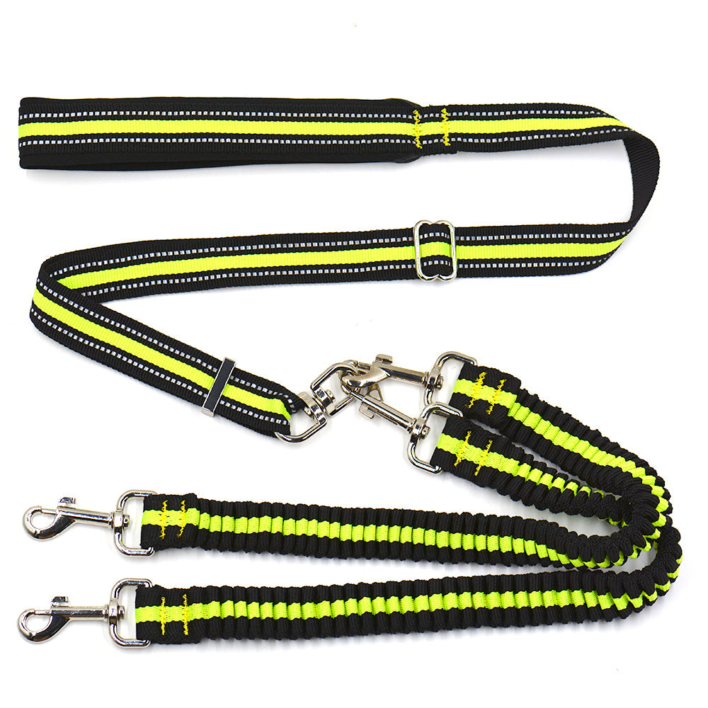 Pet Adjustable Double Head Nylon Leash For Two Pets