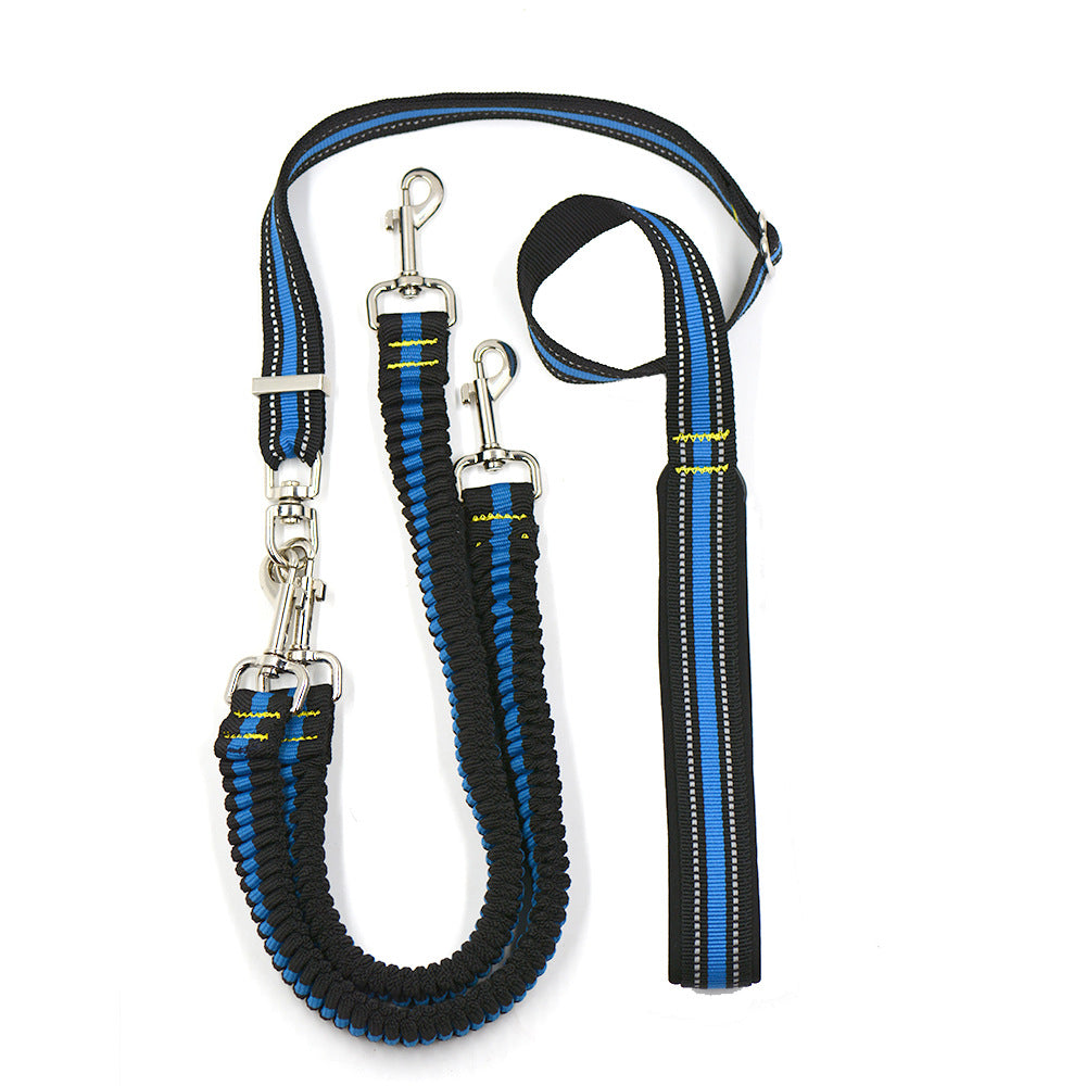 Pet Adjustable Double Head Nylon Leash For Two Pets