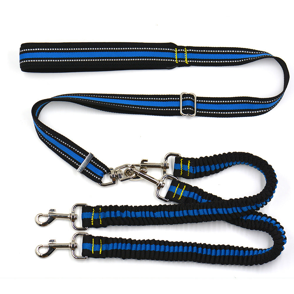 Pet Adjustable Double Head Nylon Leash For Two Pets