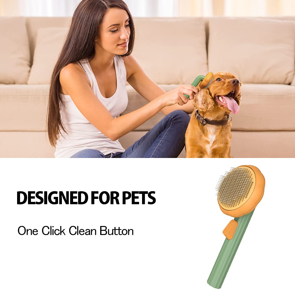 Pet Pumpkin Self Cleaning Slicker Grooming Brush