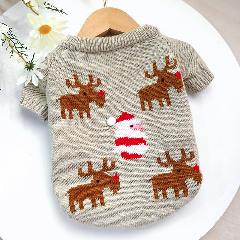 Pet Christmas Sweater Warm Holiday Knit Clothing Apparel