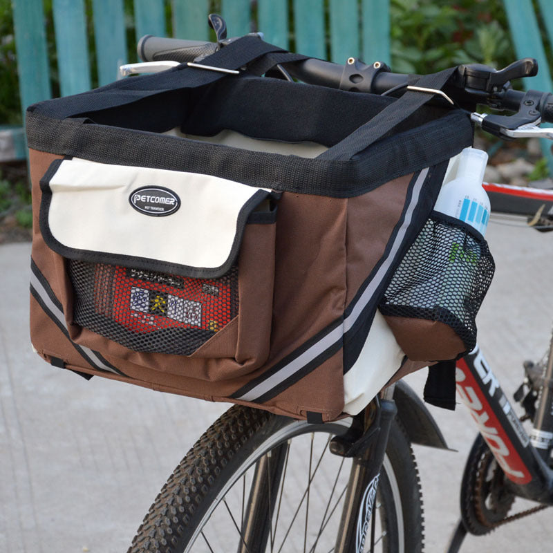 Pet Bicycle Carrier Front Removable Handlebar Basket Bag