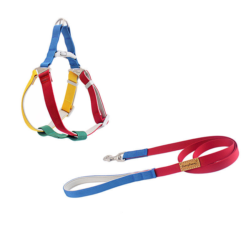 Pet Colorful Outdoor Chest Back Handheld Walking Leash