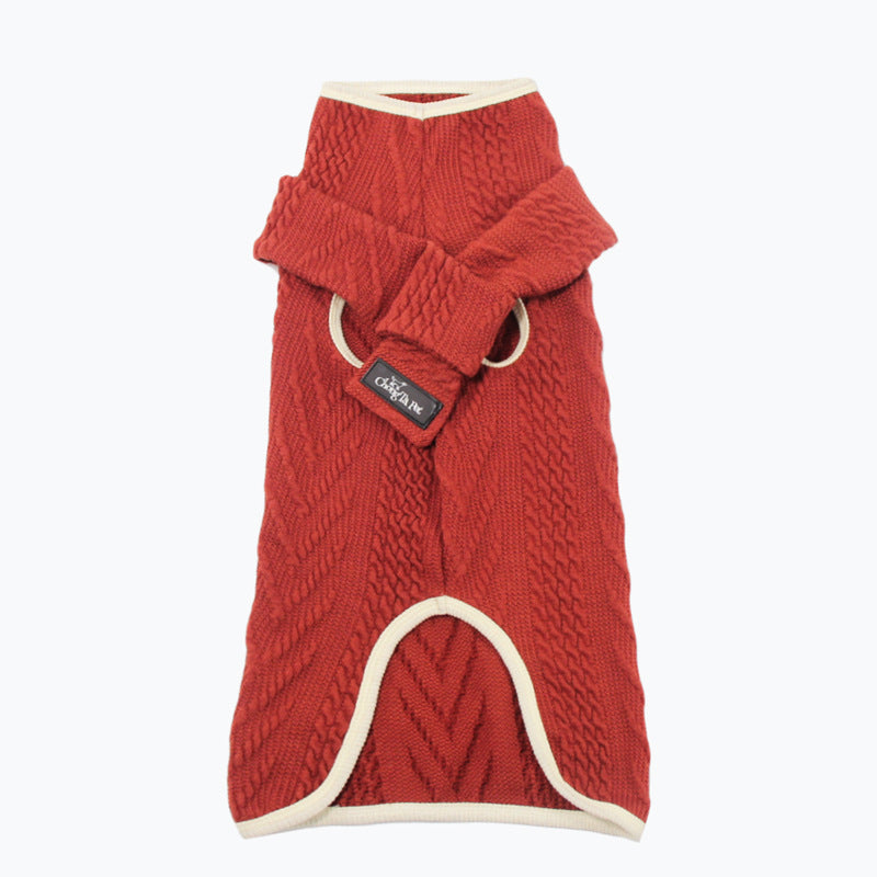 Pet Sweater Vintage Twist Knit Warm Clothing Apparel