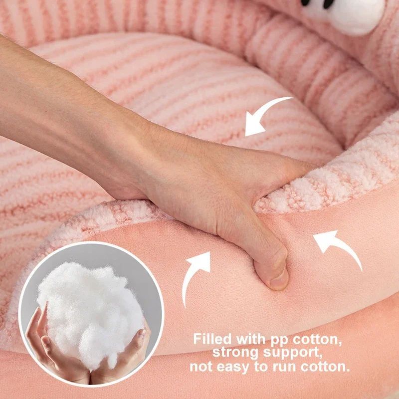 Pet Modern Solid Color Soft Washable Plush Sleeping Bed