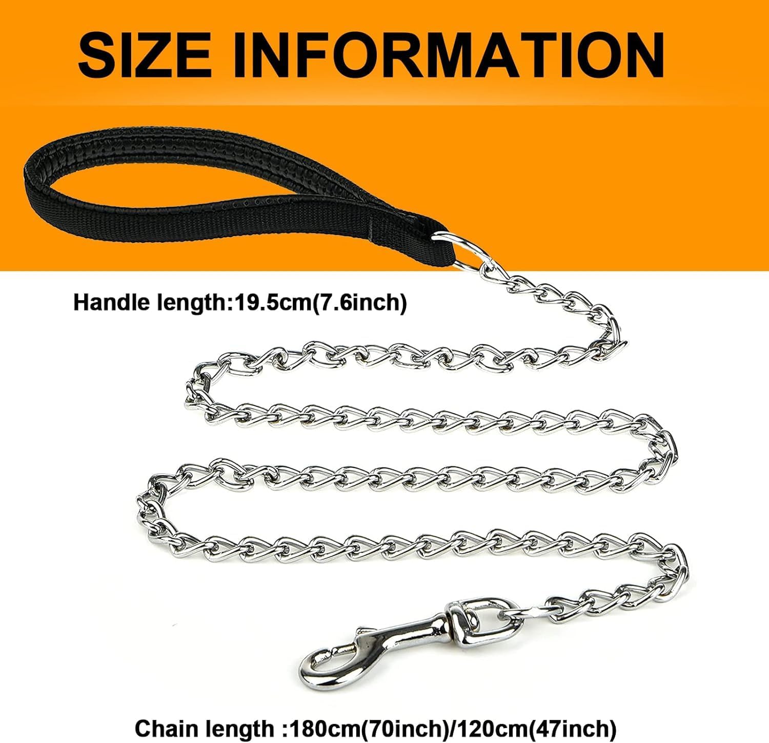 Pet Heavy Duty Metal Chew Proof Chain Leash With Padded Handle