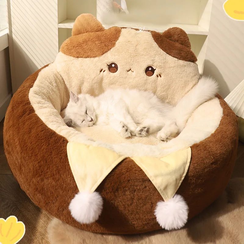 Pet Round Soft Winter Warm Deep Sleep Cushion Bed