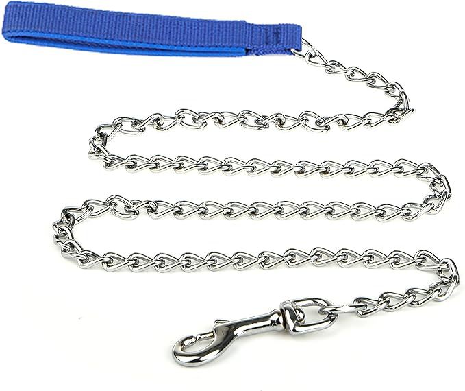 Pet Heavy Duty Metal Chew Proof Chain Leash With Padded Handle