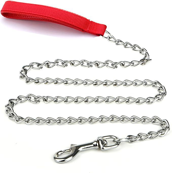 Pet Heavy Duty Metal Chew Proof Chain Leash With Padded Handle