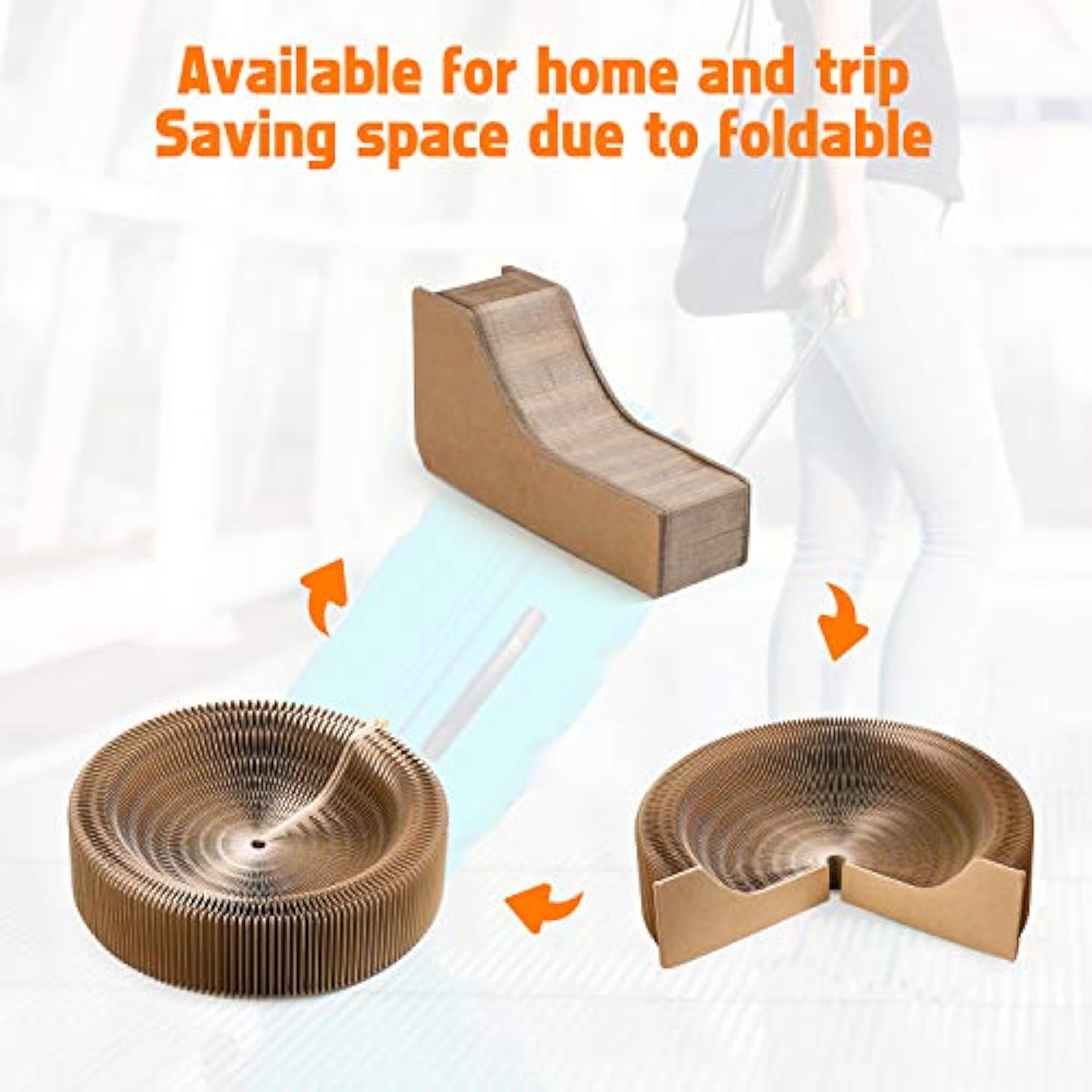 Pet Collapsible Cardboard Scratcher Lounge Round Bed