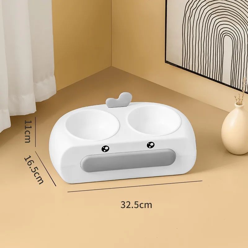 Pet Duck Design Double Bowl Feeding And Drinking Tray