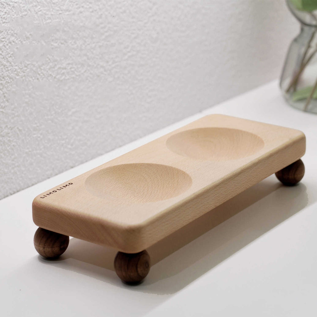 Pet Solid Wood Ceramic Feeding Bowl