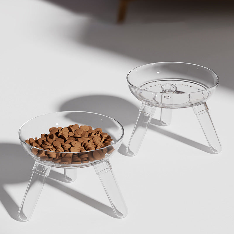 Pet Feeding And Drinking Anti Knock Transparent Glass Bowl