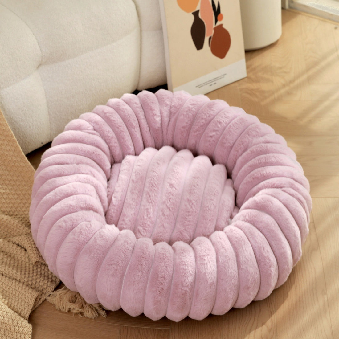 Pet Heavy Weight Plush Round Winter Warm Nest Bed
