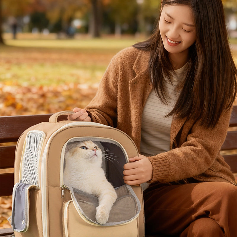 Pet Carrier Backpack Breathable Warm Comfortable Mesh Window Travel Bag
