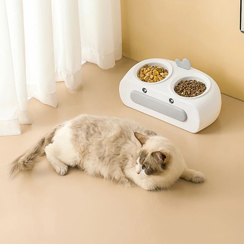 Pet Duck Design Double Bowl Feeding And Drinking Tray