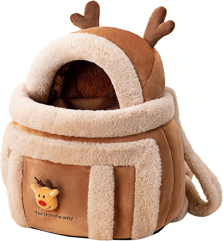 Pet Carrier Backpack Travel Bag Plush Winter Outdoor Hand Warmer
