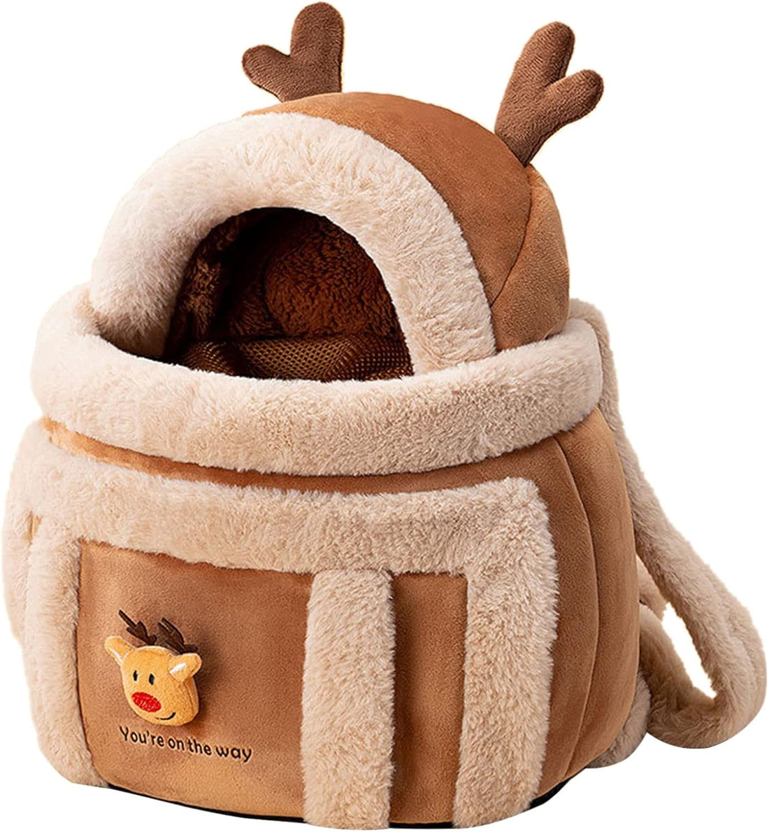 Pet Carrier Backpack Travel Bag Plush Winter Outdoor Hand Warmer