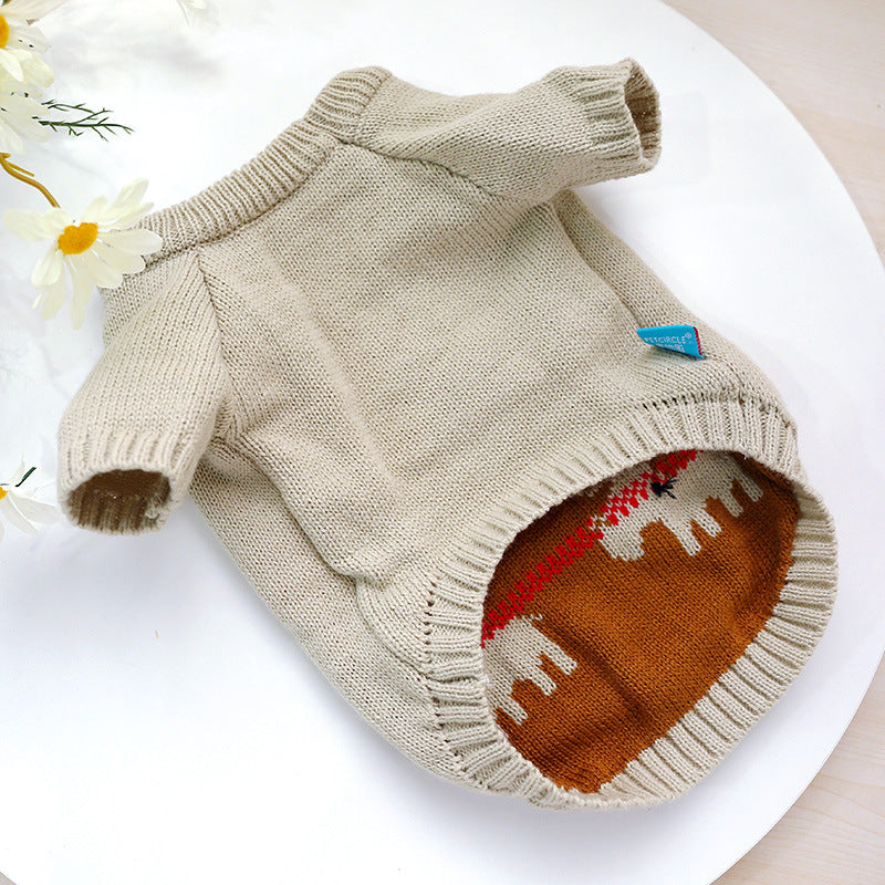 Pet Christmas Sweater Warm Holiday Knit Clothing Apparel