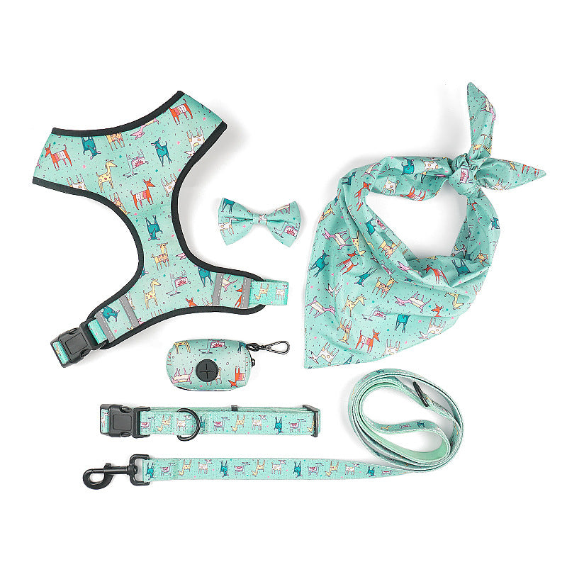 Pet Bow Design Adjustable Walking Harness And Leash