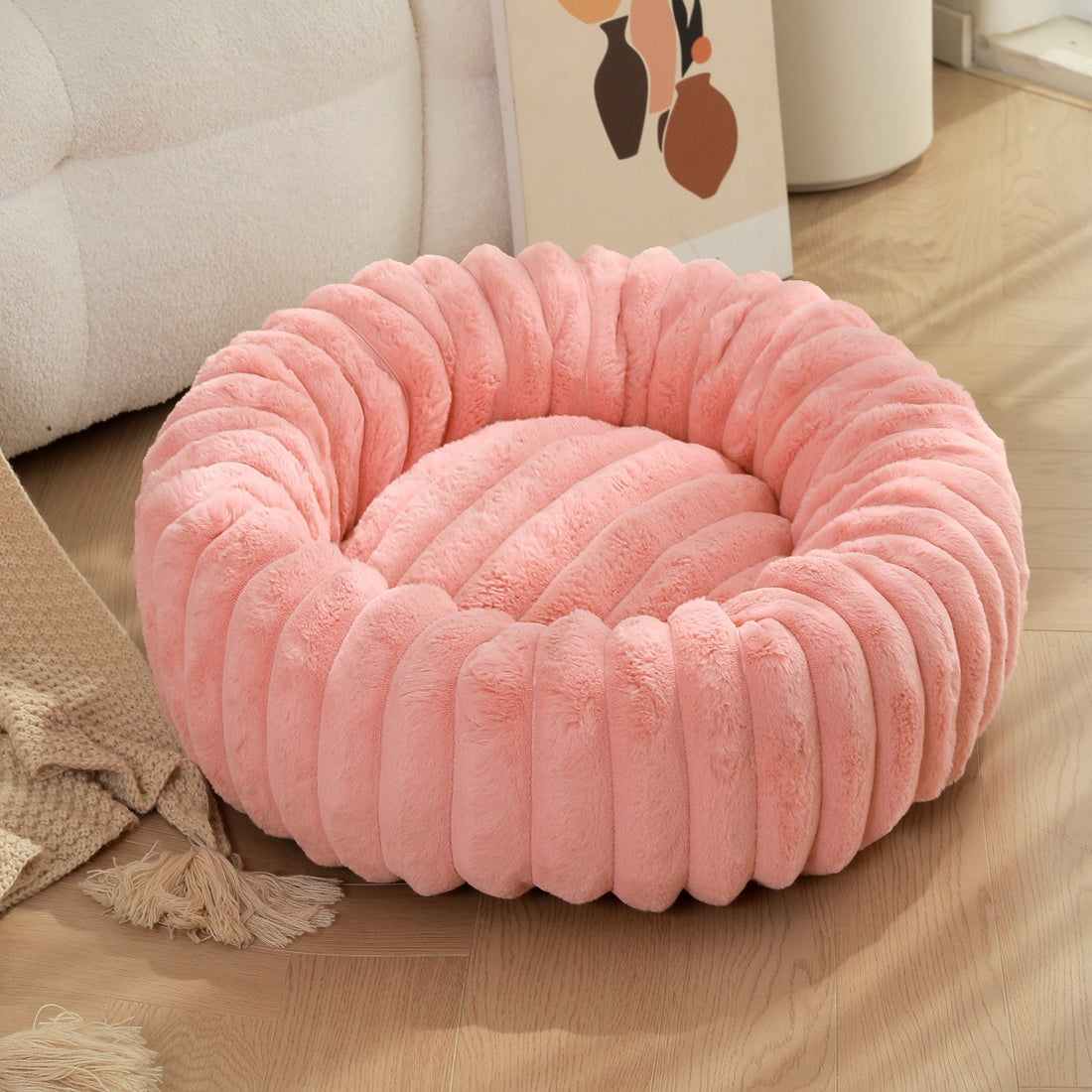Pet Heavy Weight Plush Round Winter Warm Nest Bed