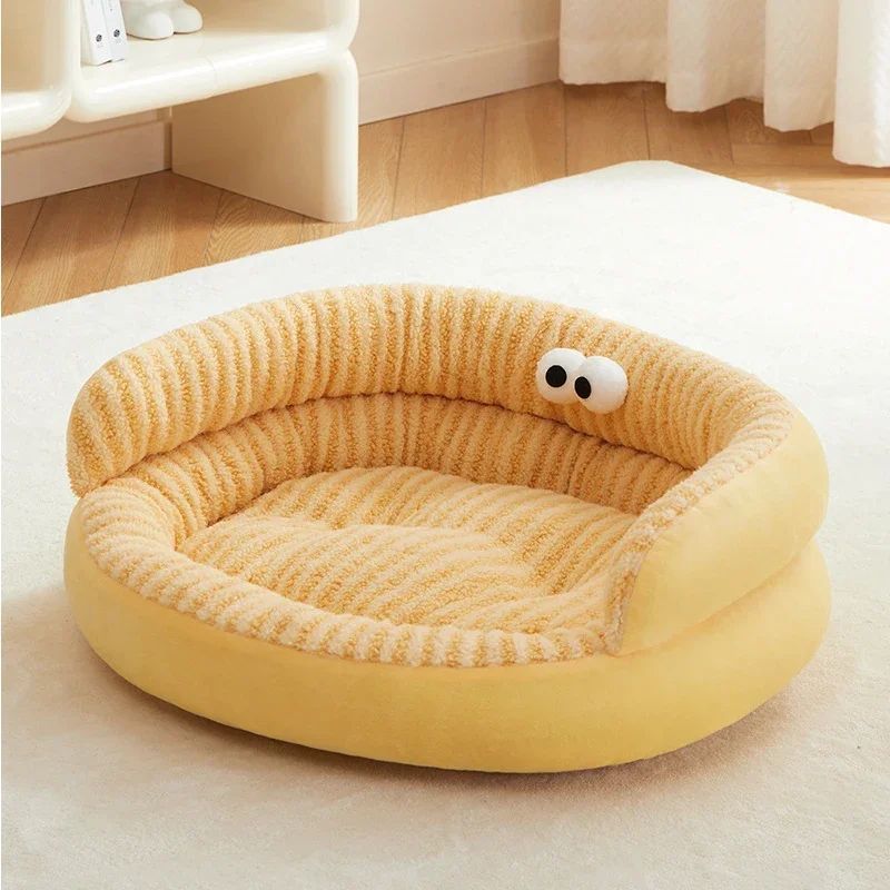 Pet Modern Solid Color Soft Washable Plush Sleeping Bed