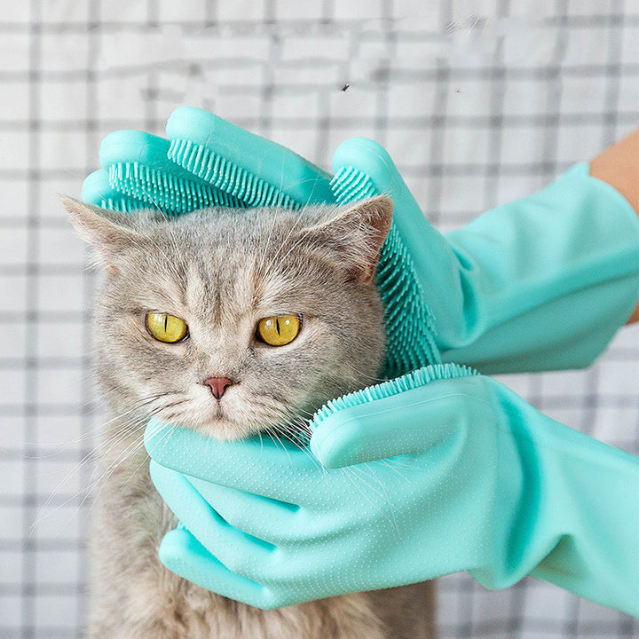 Pet Grooming Glove Silicone Massage Brush Bath Cleaning Tool For Pets