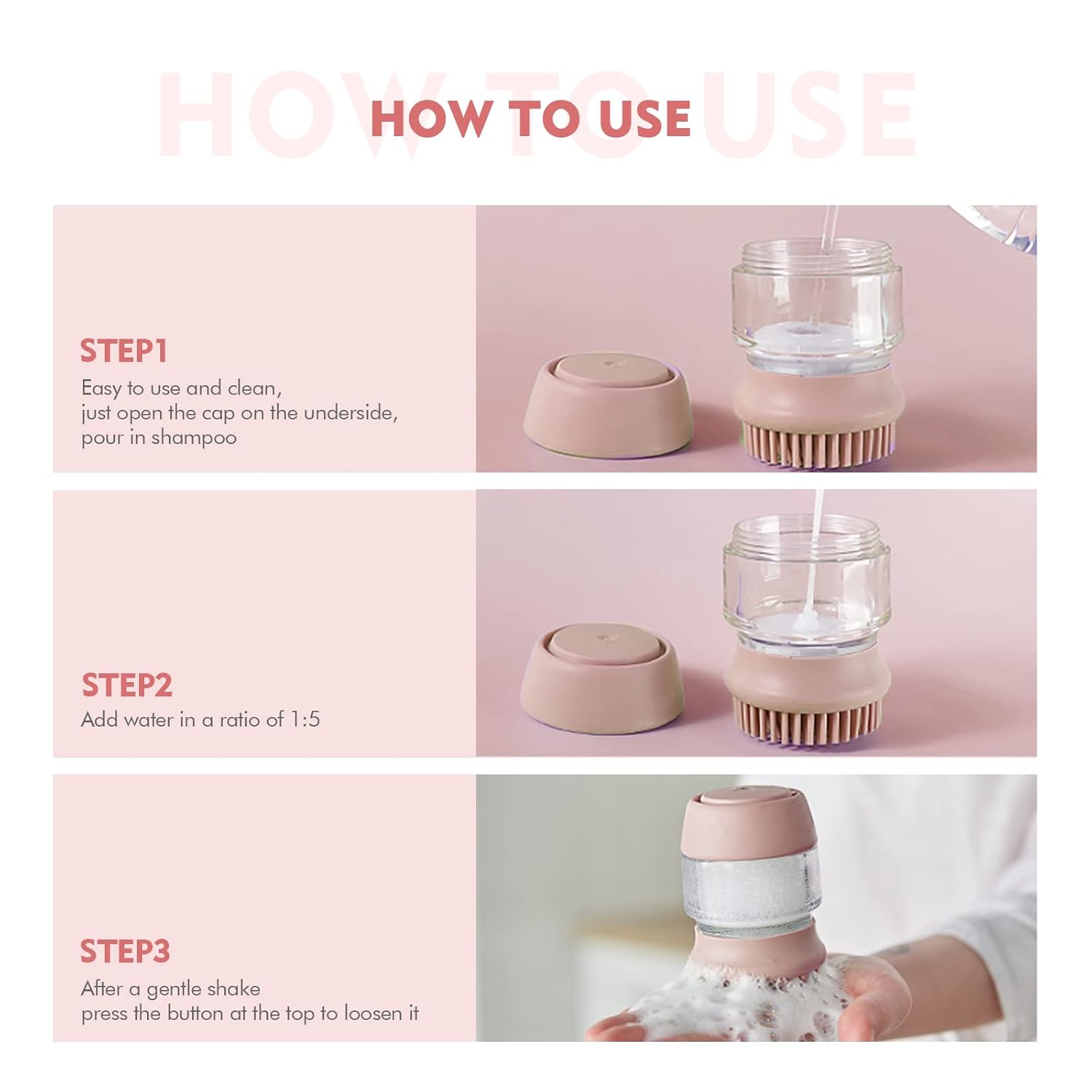 Pet Silicone Bath Brush Shampoo Dispenser Grooming Tool