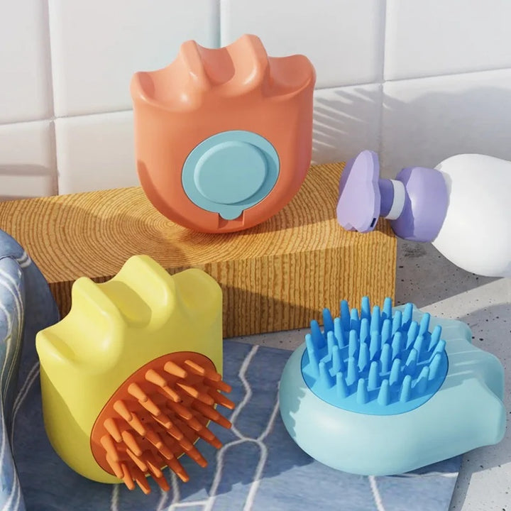 Pet Bath Brush Massage Comb Shampoo Dispenser Cleaning Tool For Pets