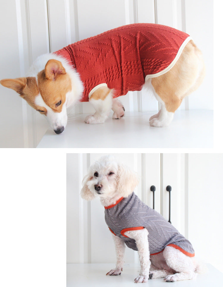 Pet Sweater Vintage Twist Knit Warm Clothing Apparel