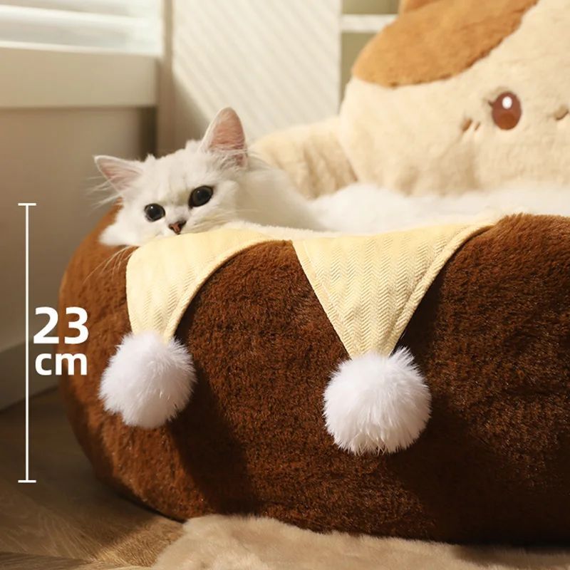 Pet Round Soft Winter Warm Deep Sleep Cushion Bed