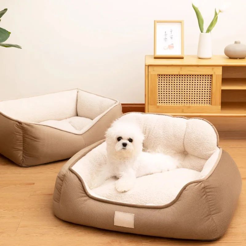 Pet Cozy Plush Warm Washable Fluffy Sofa Style Bed