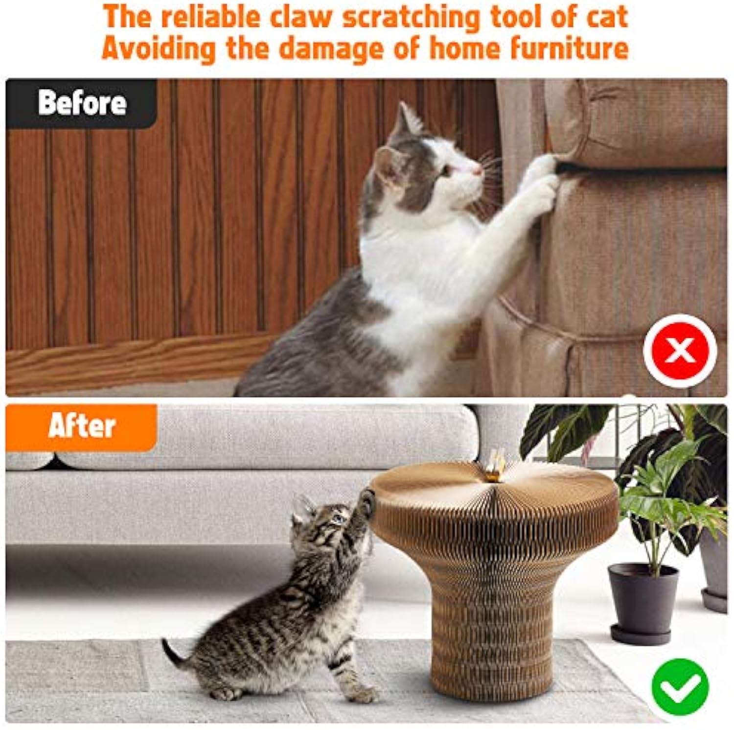 Pet Collapsible Cardboard Scratcher Lounge Round Bed