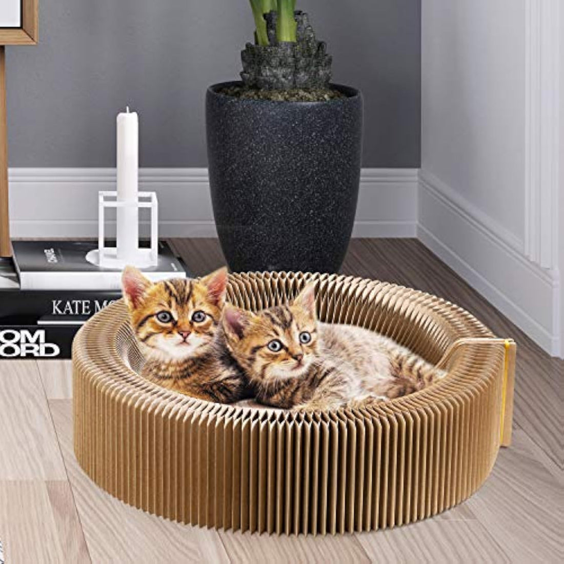 Pet Collapsible Cardboard Scratcher Lounge Round Bed