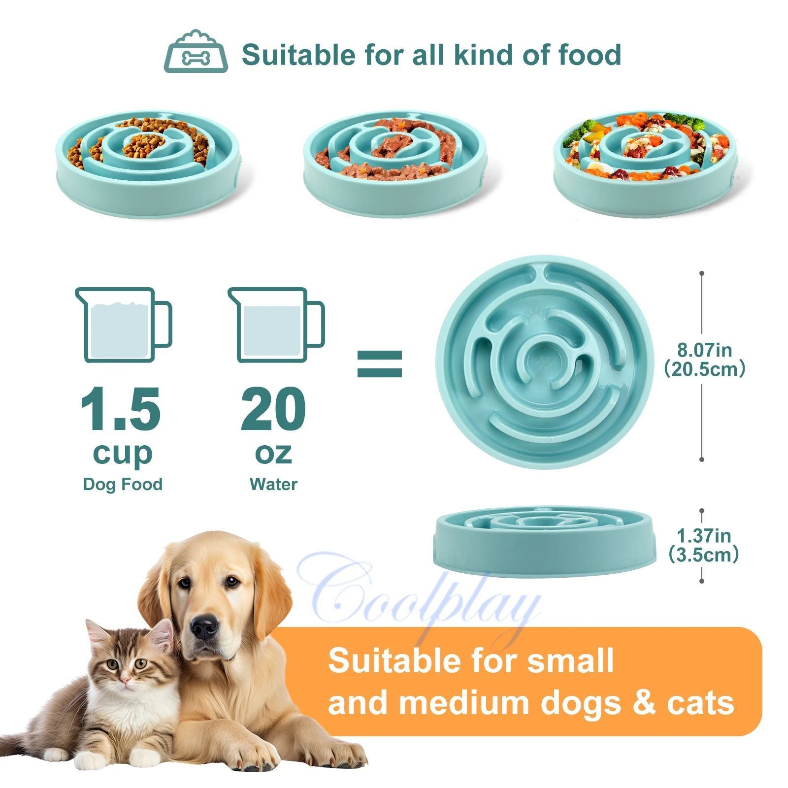 Pet Slow Feeder Anti Gulping Non Slip Feeding Bowl