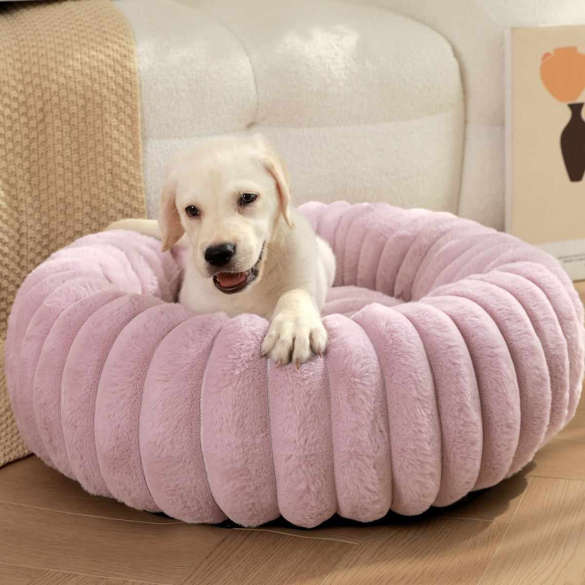 Pet Heavy Weight Plush Round Winter Warm Nest Bed